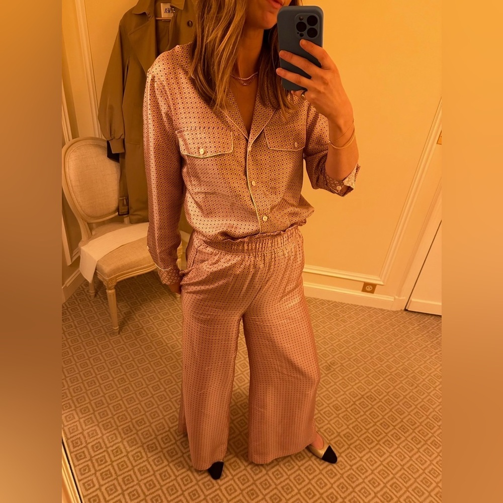 Claudie Pierlot Powder Silk Top and Pant Set